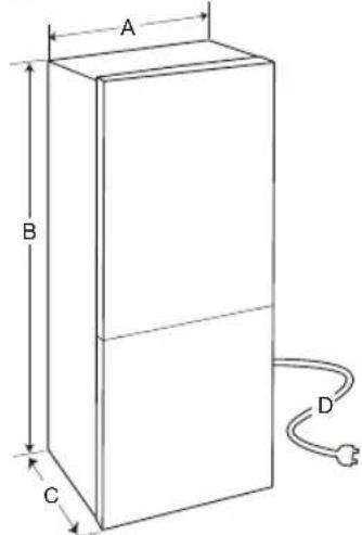 LG GBB61PZHZN - Dimensioner och marginaler - 1