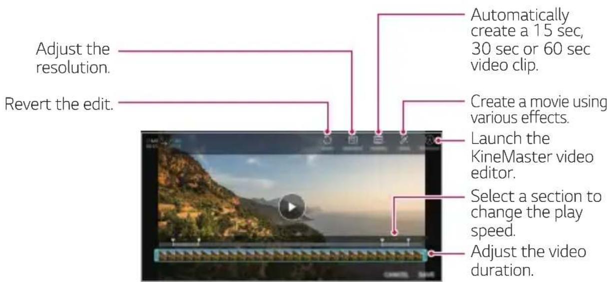 LG LMQ850EMW - Editing videos - 1