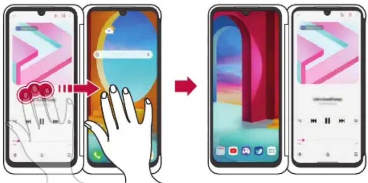 LG LMG910EMW - Passaggio tra le schermate delle app sul dual screen - 1