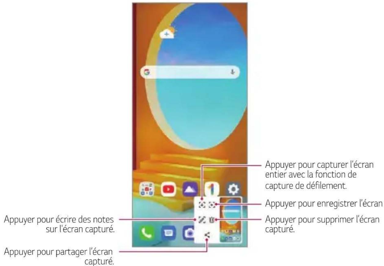 LG LMG910EMW - Fonctions supplémentaires après avoir fait une capture d'écran - 1