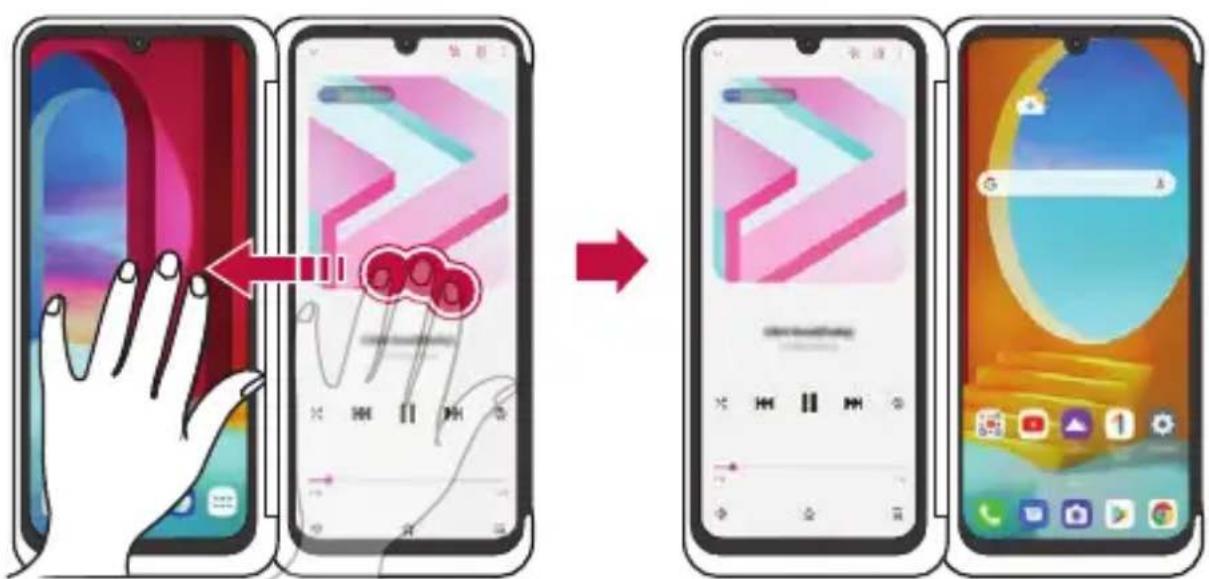 LG LMG910EMW - Passaggio tra le schermate delle app sul dual screen - 2