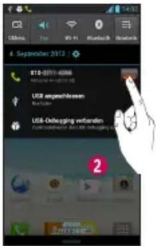 LG P760 - Einen Anruf von der Statusleiste aus beenden - 2