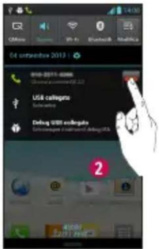 LG P760 - Termine di una chiamata dalla barra di stato - 2