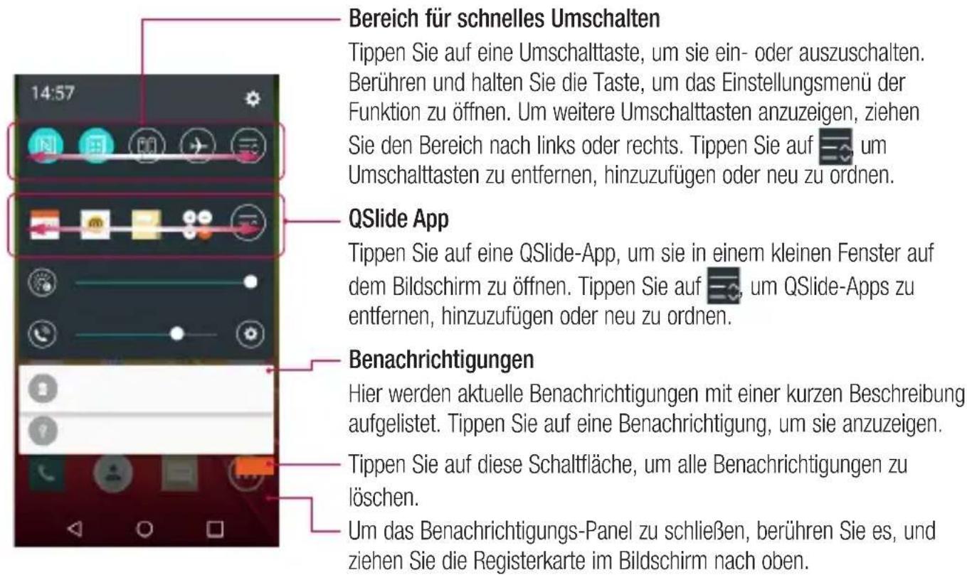 LG D620R - Öffnen des Benachrichtigungs-Plans - 1