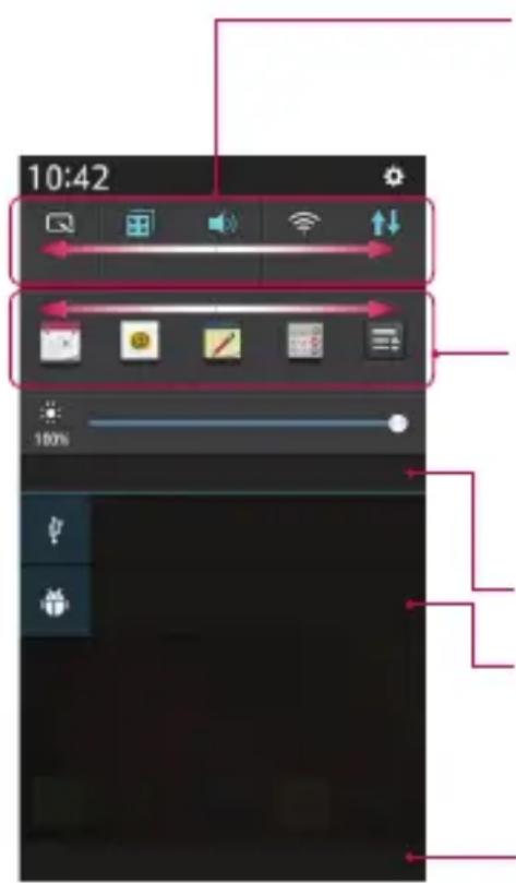 LG D320N - Ouvrir le volet Notifications - 1