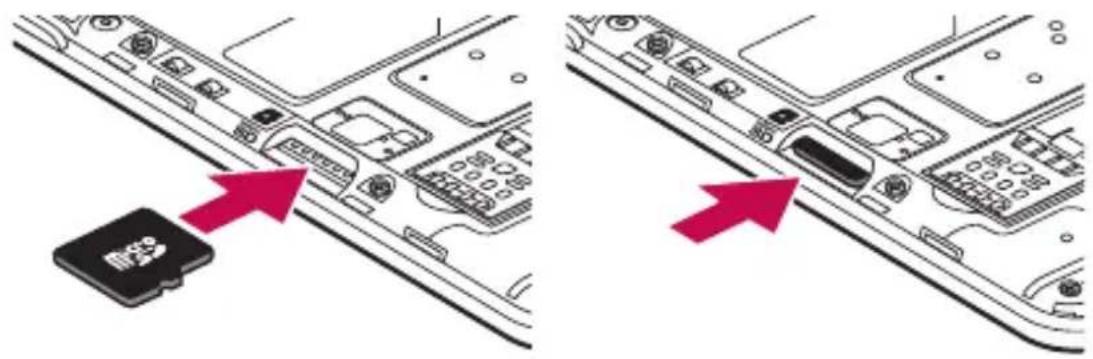 LG D390N - Vstavljanje pomnilniške kartice: - 1