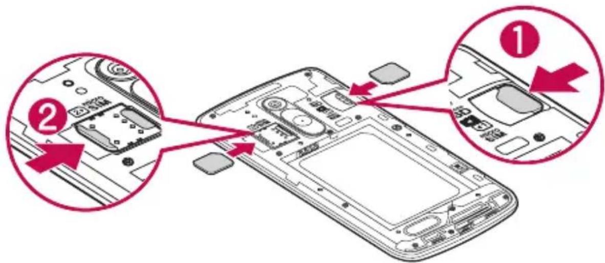LG D335E - Namestitev kartice SIM in baterije - 2