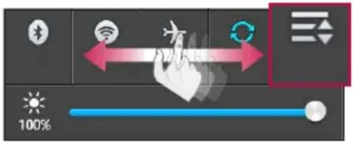 LG D213N - Réorganiser les éléments Paramètres rapides sur le volet Notifications : - 1