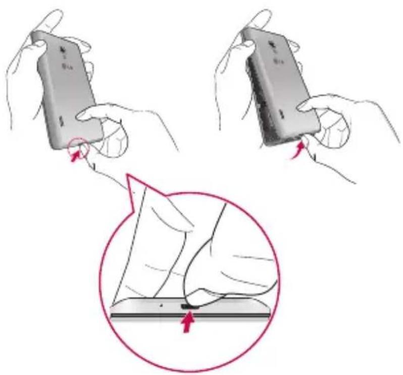 LG P710 - Installing the SIM card and battery - 1