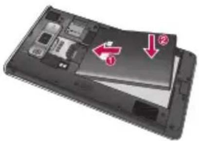 LG P700 - Installing the SIM card and battery - 3