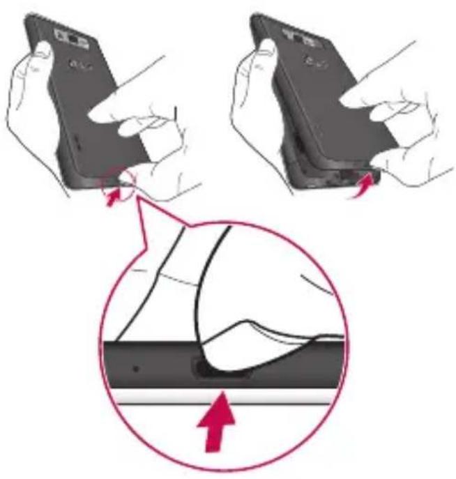 LG P700 - Installing the SIM card and battery - 1