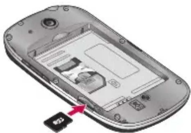 LG P350 - De microSD plaatsen - 3