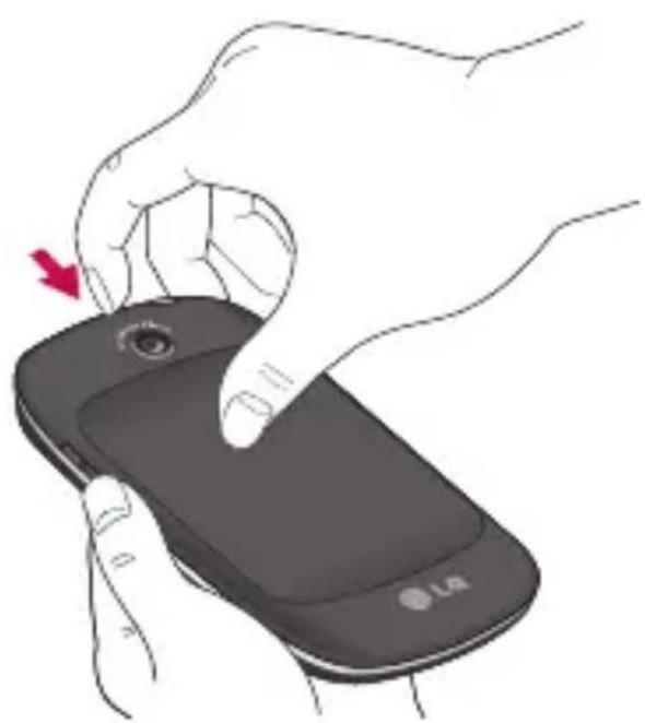 LG P350 - Installation de la carte SIM et de la batterie - 1