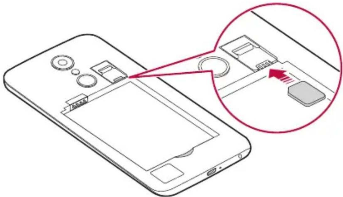 LG M250N - Wkładanie karty SIM i baterii - 2