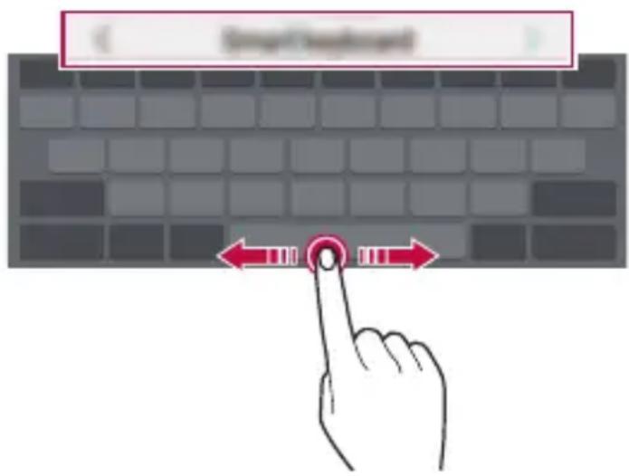 Diagram showing a hand pressing a button on a keyboard with red bidirectional arrows indicating left and right movement.