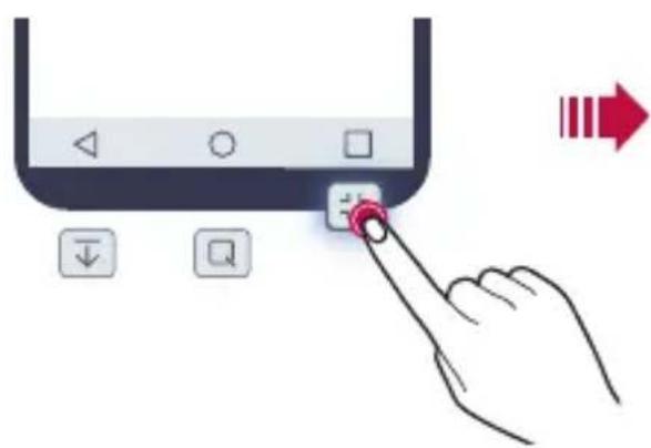 Diagram showing a hand pressing a button on a device interface with directional arrows and control buttons