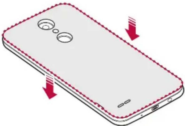 LG M200N - Ak chcete vymenit kryt na zariadení, zarovnajte zadný kryt batérie nad priestorom na batériu a tlačte ho nadol, až kým s cvaknutím nezapadne na miesto. - 1