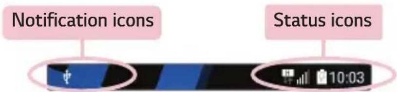 LG K120E - Indicator icons on the Status Bar - 1