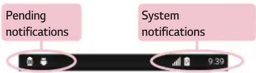 LG H650E - Indicator icons on the Status Bar - 1