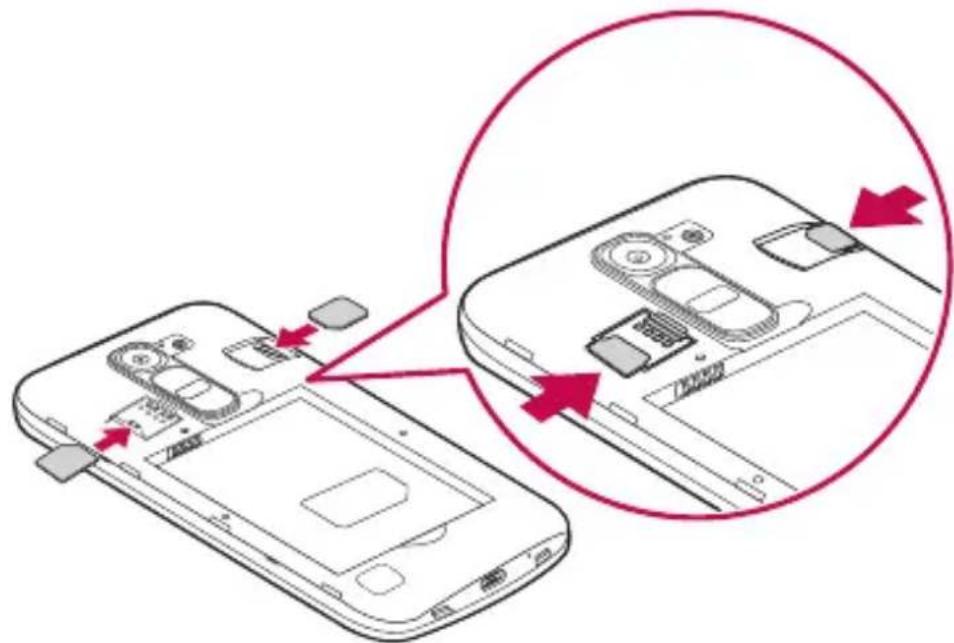LG H502Y - Vstavljanje kartice SIM ali USIM in baterije - 2