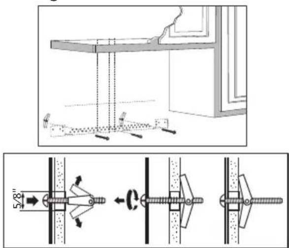 Technical diagram illustrating mechanical assembly with labeled dimensions and directional arrows, including a 5/8" measurement annotation.