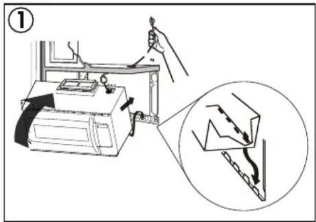 Diagram showing a printer setup with a magnified view of its internal components, labeled with number 1.
