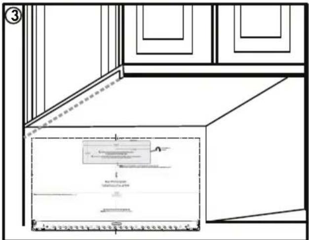 Architectural or interior design sketch showing window frame, door, and ceiling layout with dimension annotations