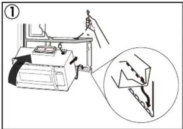 Diagram showing a hand operating a device with a magnified inset illustrating the process with labeled components and arrows.