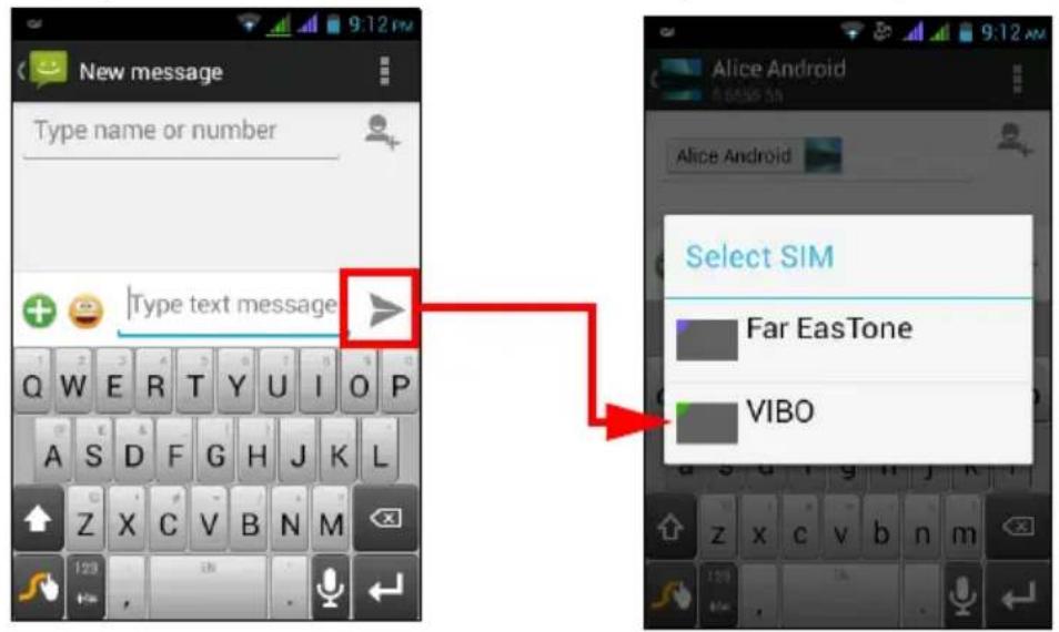 ACER Z130 - Selectionner quelle SIM utiliser lors de l'envoi d'un SMS - 1