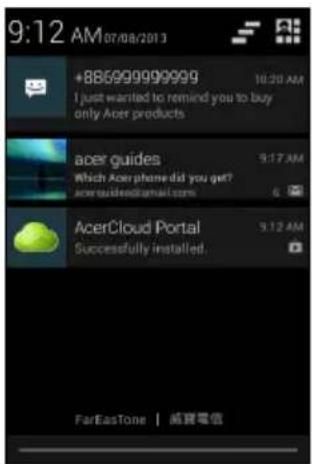 ACER Z130 - Zone de notification et statut - 2