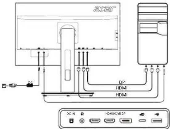 ACER B276HULE - Ansluta skärmen till en dator - 1