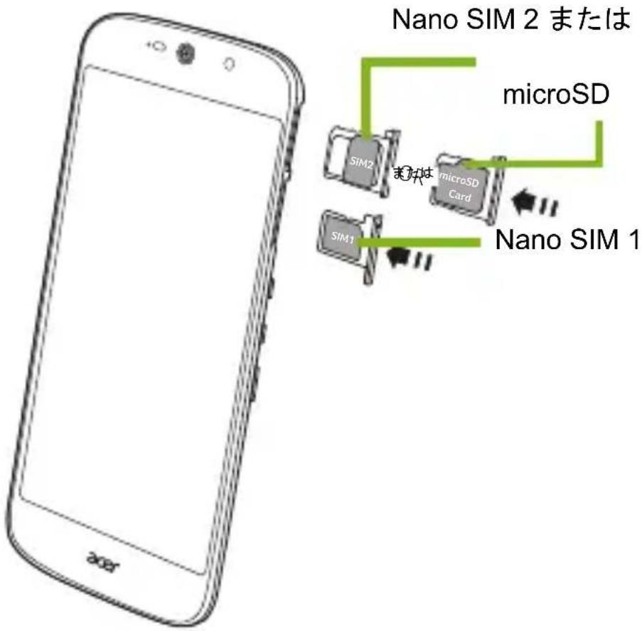 ACER Liquid Jade Primo S58 - SIM 力一 / microSD 力一 卜を装着する - 2