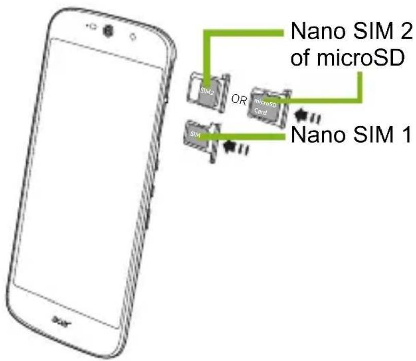 ACER Liquid Jade Primo S58 - De simkaart en microSD- kaartplaatsen - 2