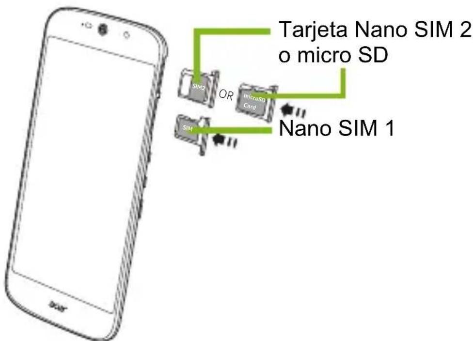 ACER Liquid Jade Primo S58 - Insertar las tarjetas SIM y la tarjeta microSD - 2