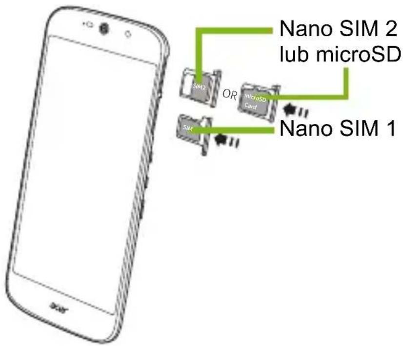 ACER Liquid Jade Primo S58 - Włódanie kart SIM i karty microSD - 2