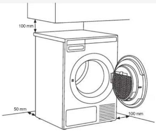 ASKO TDC1781HW - Espace libre autour du seche-linge pour un fonctionnement optimum - 1