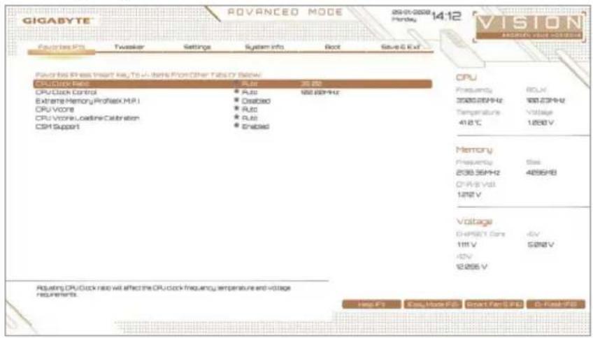 GIGABYTE B550 VISION DP - 2-3 Favorites (F11) - 1