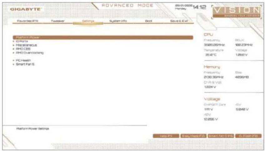 GIGABYTE B550 VISION DP - 2-5 Settings - 1