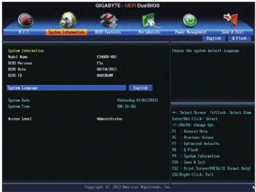 GIGABYTE GAF2A88XHD3 - 2-3 System Information (システムの情報) - 1