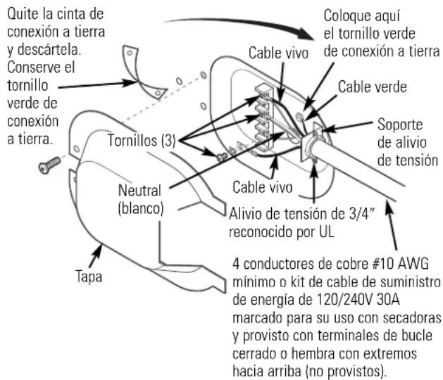 GE Profile DPVH890EJMG - CÓMO CONECTAR LA SECADORA USANDO UNA CONEXIÓN DE 4 CABLES (DEBE UTILIZARSE EN INSTALACIONES DE CASAS RODANTES) - 1