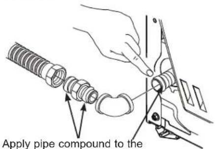 Apply pipe compound to the