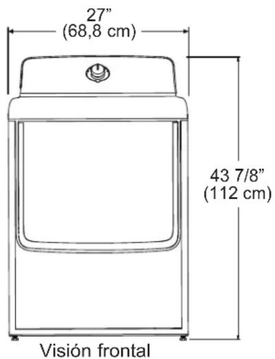 27" (68,8 cm) 43 7/8" (112 cm) Visión frontal
