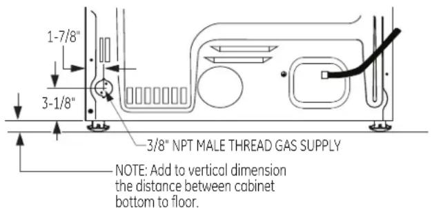 1-7/8" 3-1/8" 3/8" NPT MALE THREAD GAS SUPPLY NOTE: Add to vertical dimension the distance between cabinet bottom to floor.