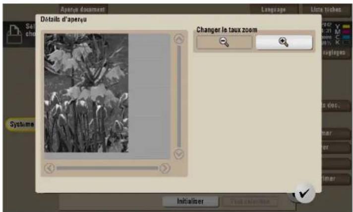 Apuré document Détalis d'aperçu Language Ligne tiches Changer le taux zoom Systeme Initialiser