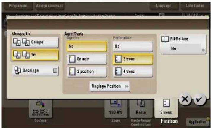 Programme Agray document Language Liste tiches Agray out Detect pour important le document selection 21.06.2017 Groupe/Tri Groupe Tri Descalage Agrat/Perfo Agratier No En soin 2 position Perforation No 2 trous 4 trous Pill/Reliure No Reglage Position 100.0% Zoom Recto-Versue Combinuities 2 trous Fin…