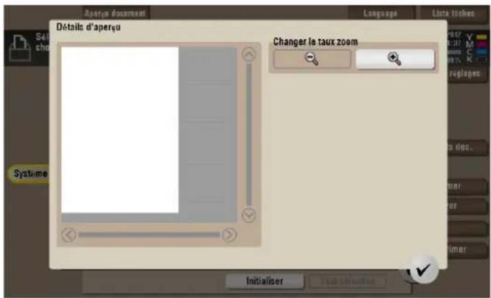 Applor document Language Lira toches Séil che Détalés d'aperçu Changer le taux zoom Initialiser Tout selection