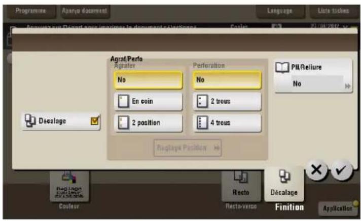 Agral/Perfo Agrater No Perforation No En coin 2 treus 2 position 4 treus Pill/Rellure No Décalage Reglage Position Coulour Recto-Verse Finition Application