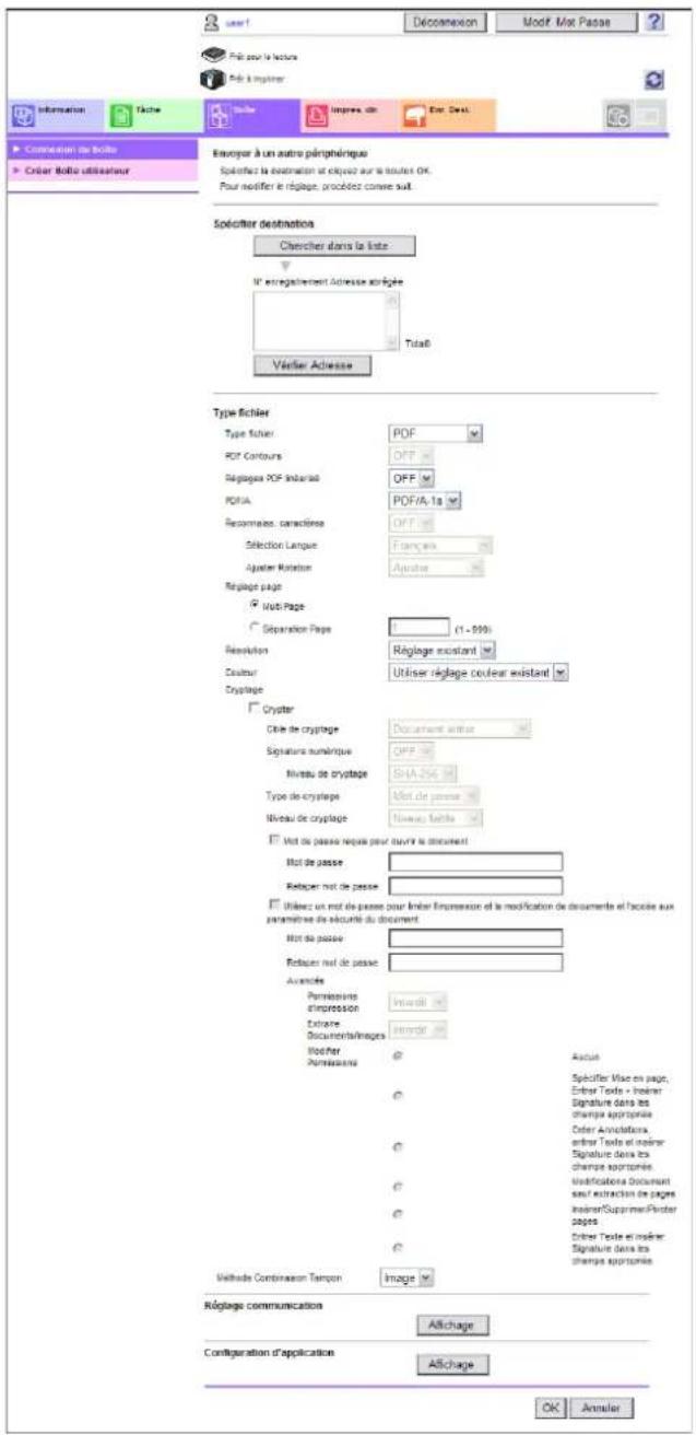 User1 Déconnexion Modif Max Passage Frais pour la lecture Frais à compter Information Fache Dette Impress en Enr. Devel Commission de Boîte Criter Bello utilisateur Envoyer à un autre plâmpathrique Sûpérrez la destination et acqués sur les toutes OK. Pour modifier le réglage, procôtes comme suit...…