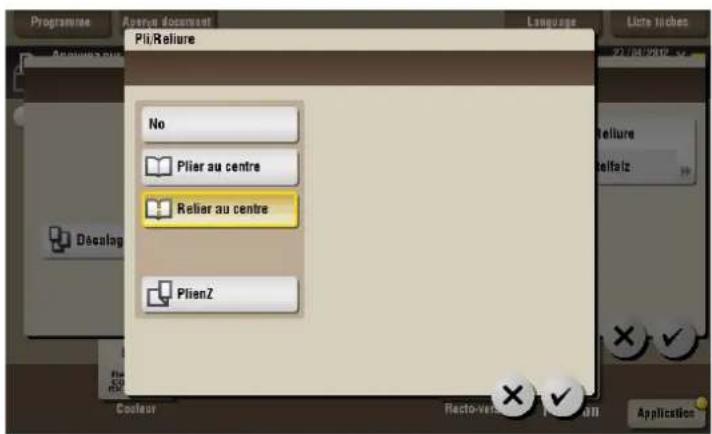 Programme Avenue document Pli/Reliure Language Liste niches Annois ou No Plier au centre Relier au centre PlienZ Coulour Recto-Vin Application