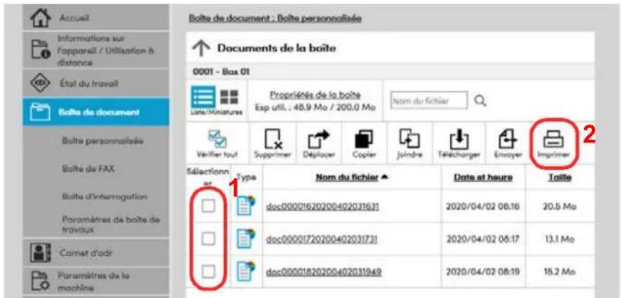 Accueil Informations sur l'opparait / Utilisation à distance État du travail Bolte de document Bolte personnalisée Bolte de FAX Bolte d'interragation Paramètres de boîte de travoux Cornet d'odir Paramètres de la machine Bolte de document : Bolte personnalisée Documents de la boîte 0001 - Box 01 Date/Micatures Propriétés de la boîte Esp util. : 48,9 Mo / 200,0 Mo Nom du fichier Vérifier tout Supprimer Déplorer Copier Joindre Télécharger Envoyer Imprimer Sélectionn er Type Nom du fichier ▲ Date et heure Taille doc00001620200402031631 2020/04/02 06:16 20,5 Mo doc00001720200402031731 2020/04/02 06:17 13,1 Mo doc00001820200402031949 2020/04/02 08:19 15,2 Mo